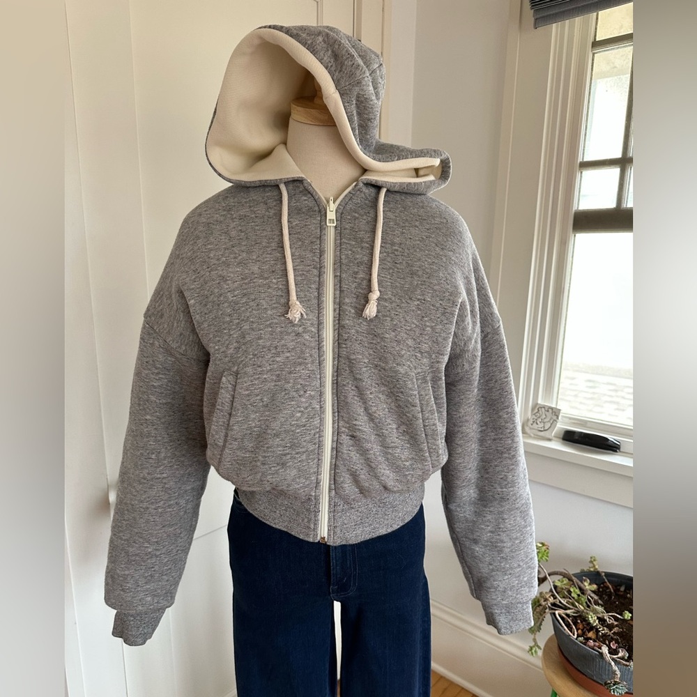 MWL Madewell reversible cropped “puffer” zip hoodie with Primaloft size XXS